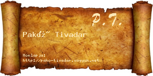 Pakó Tivadar névjegykártya